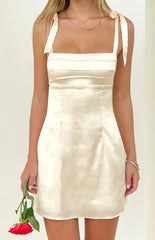 Akira Cream Tie Mini Dress
