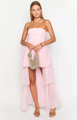 Avery Pink High-Low Maxi Dress