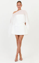 Aya Top - Sheer Off Shoulder Cape Top in White