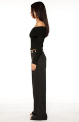 Devotion Black Eyelet Straight Leg Pants