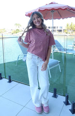 Alba Pink Stripe Oversized Tee