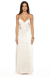 Kaitlynn Cream Satin Maxi Dress