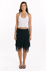 Kaye Black Hanky Hem Midi Skirt
