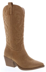 Kelly Camel Suedette Cowboy Boots
