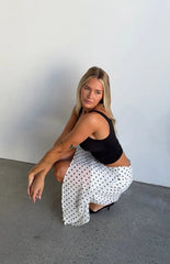 Khalea White Polka Dot Hanky Hem Midi Skirt