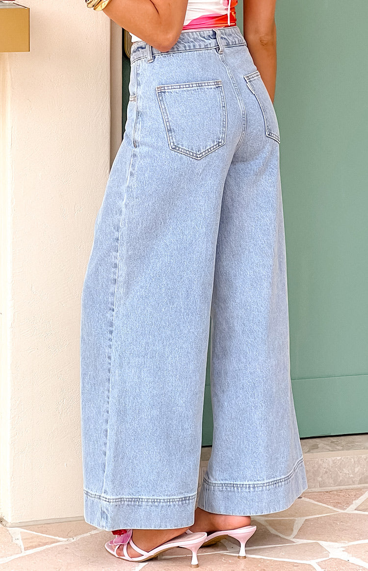 Khali Light Wash Denim Wide Leg Jeans