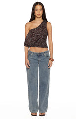 Khamie Brown Polka Dot Off Shoulder Top