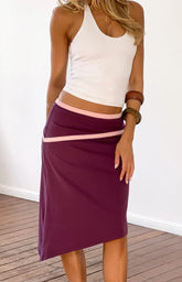 Levi Grape Contrast Bind Asymmetric Skirt