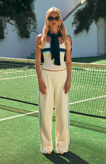 Leya White Contrast Stripe Pants