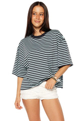Lioness Bloom Short Sleeve Top Navy Sea Stripe