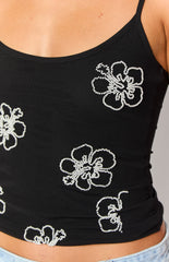 Mallorie Black Beaded Top