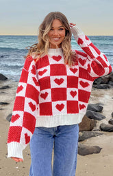 Red Heart Patchwork Jumper