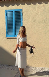 Reighn White Lace Detail Midi Skirt