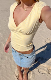Riley Yellow Polka Dot Jersey Top