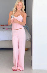 Sia Light Pink Stripe Foldover Jersey Pants