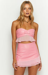 Sweetest Pink Strapless Crop Top