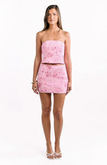 Vila Light Pink Strapless Beaded Top