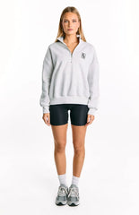 Yazmin Grey Marl Quarter Zip Jumper