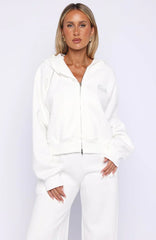 The Bride Boxy Zip Front Hoodie White