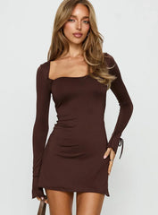 Dalzine Long Sleeve Mini Dress Chocolate