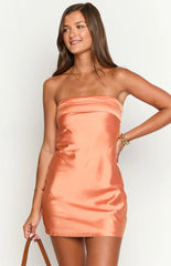 Annie Orange Strapless Mini Dress