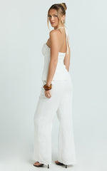 Aria Top - Halter Neck Smocked Back Top in White