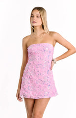 Eva Pink Sequin Strapless Mini Dress