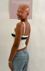 Leya White Contrast Stripe Singlet