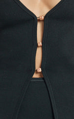 Kelly Two Piece Set - Recycled Long Line Knitted Top and Fitted Knitted Skirt in Black