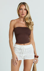 Laurel Shorts - Drawstring Crochet Mini Shorts in Off White