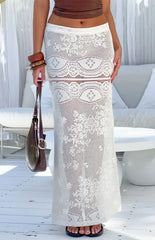 Lillie White Crochet Lace Maxi Skirt