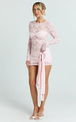 Lioness - Midnight Mini Dress in Baby Pink