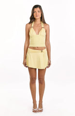 Say No More Yellow Trim Mini Skirt