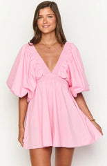 Torie Pink Short Sleeve Mini Dress